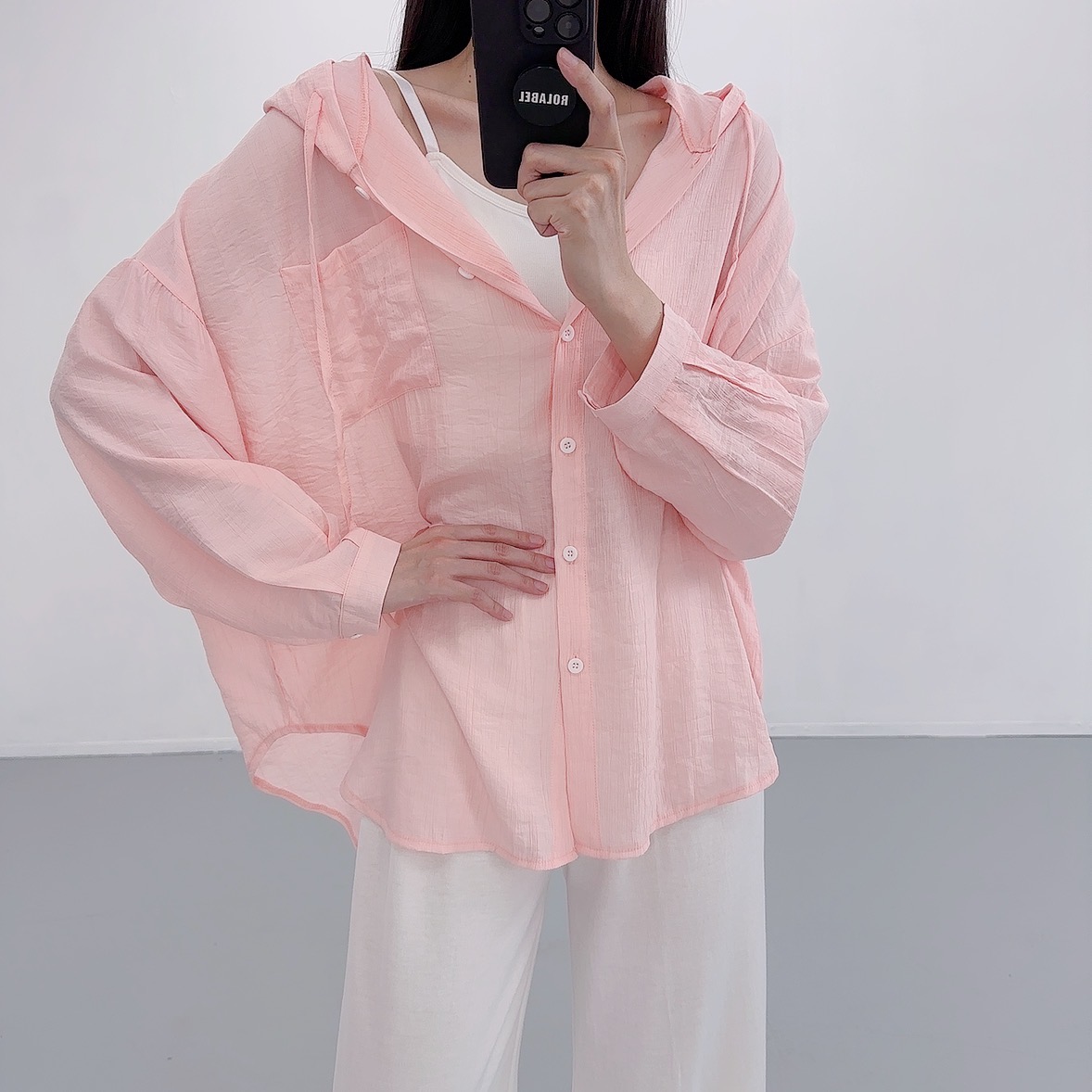 로라벨 에딘 여름 셔츠 남방 블라우스 시스루 린넨 비치웨어 살안타템 루즈핏 여성 오버핏 이미지 6