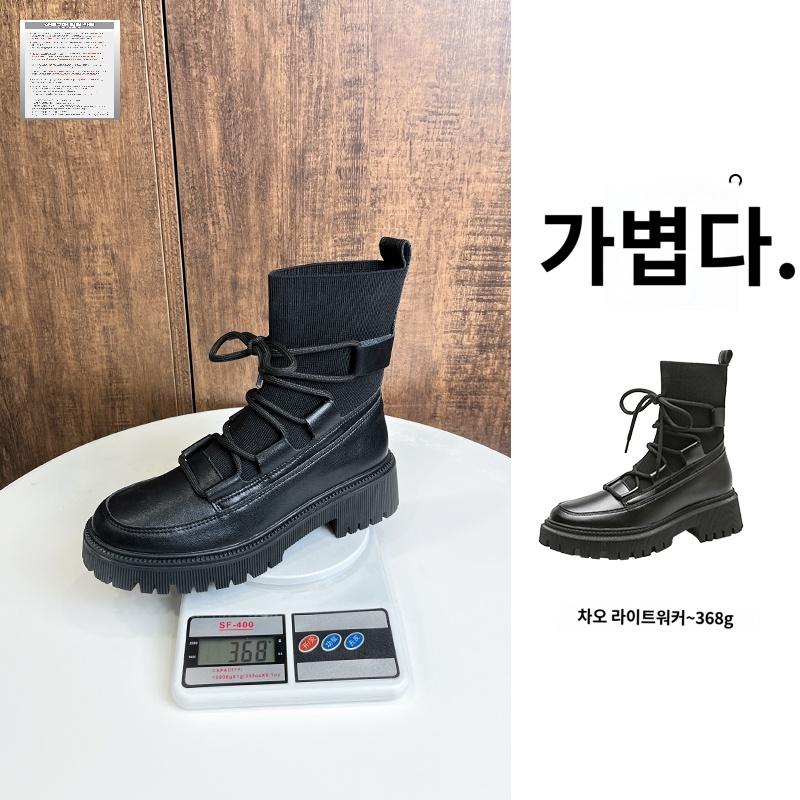 통굽 앵클 여성용 부츠 슈즈 페이크삭스 - 상세 이미지 2