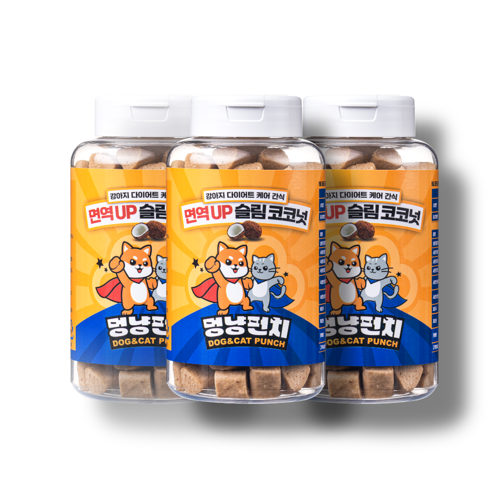 멍냥펀치 강아지 다이어트 간식 면역업 슬림코코넛 저알러지 영양 트릿 300g 이미지 6