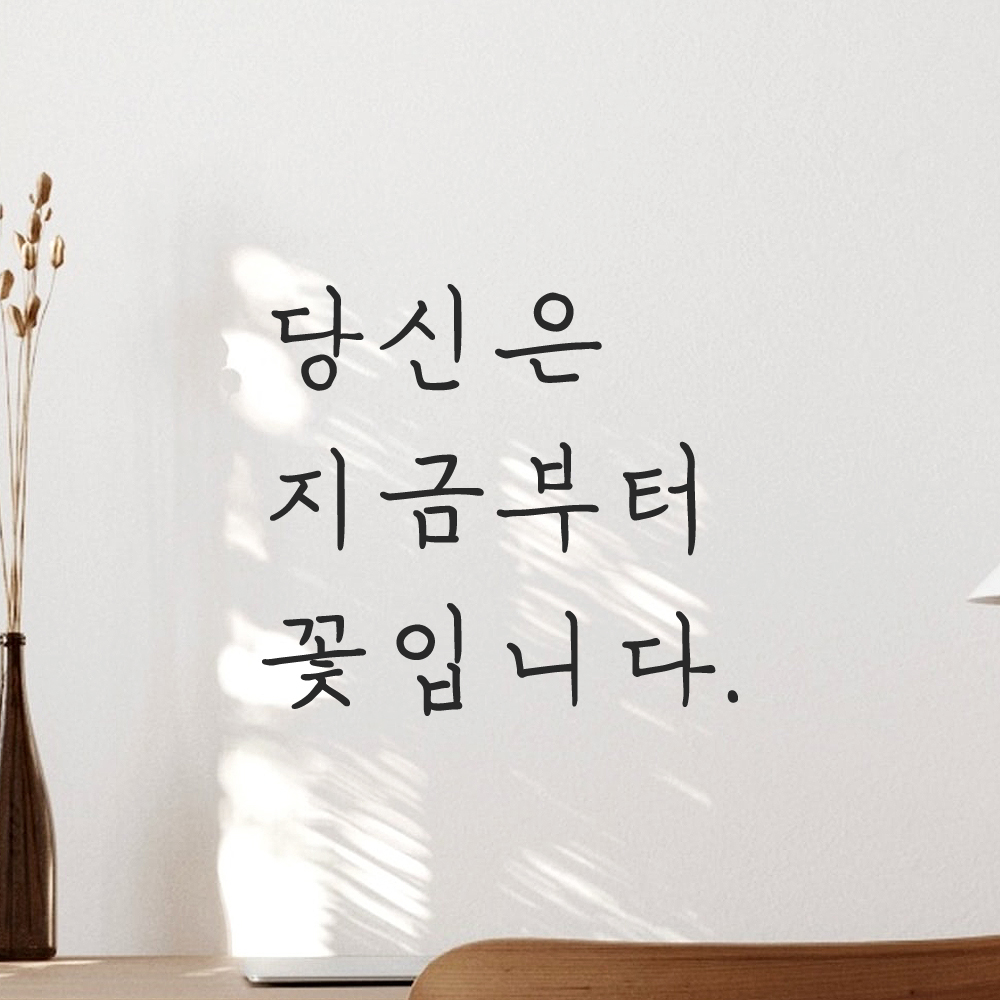 인테리어 포인트 감성 손글씨 레터링 스티커 당신은 지금부터 꽃입니다 LH-078S 검정 이미지 7