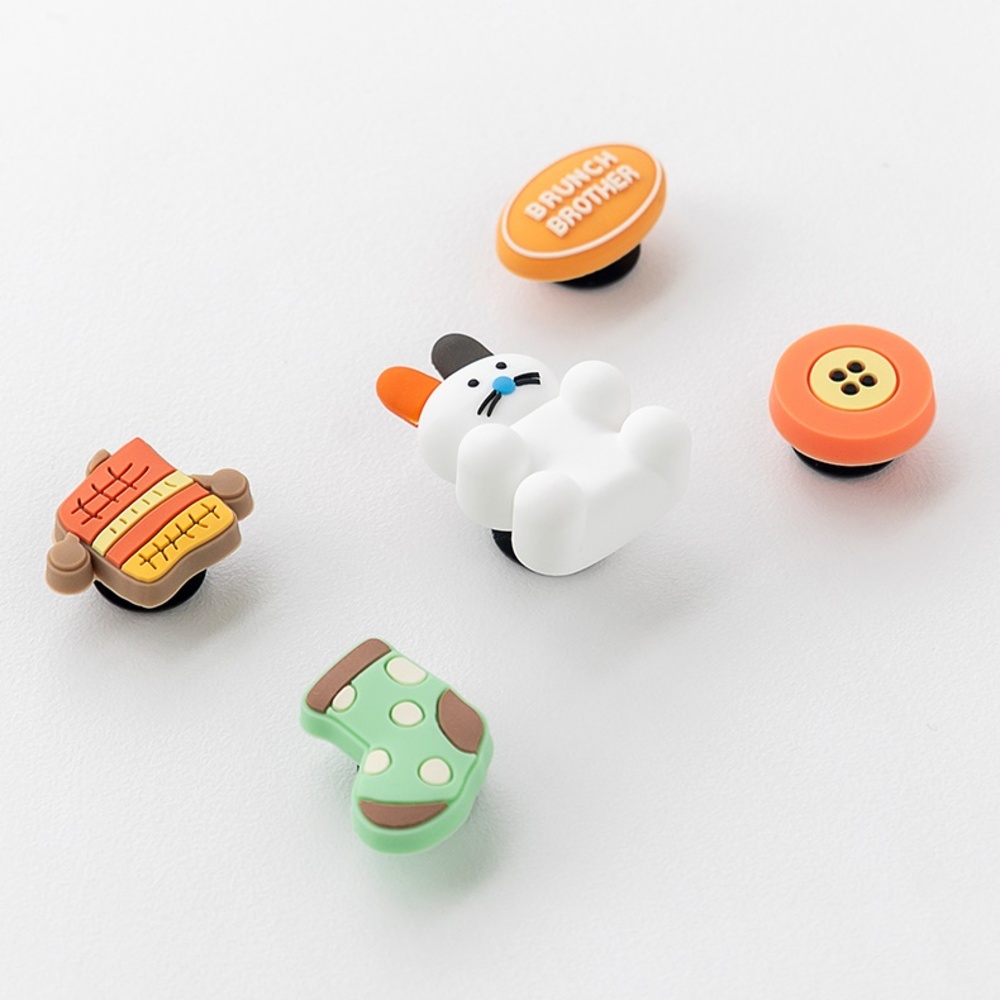 브런치 브라더 참 5P 세트 ver2 곰돌이 고양이 실리콘 파츠 실내화 악세사리 이미지 7