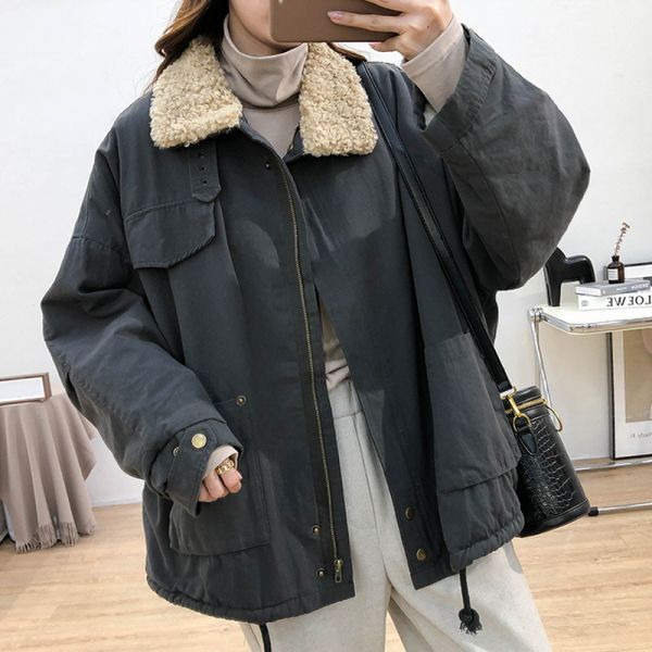 양털카라 토끼털안감 오버핏 사파리 야상 점퍼 - 메인 이미지