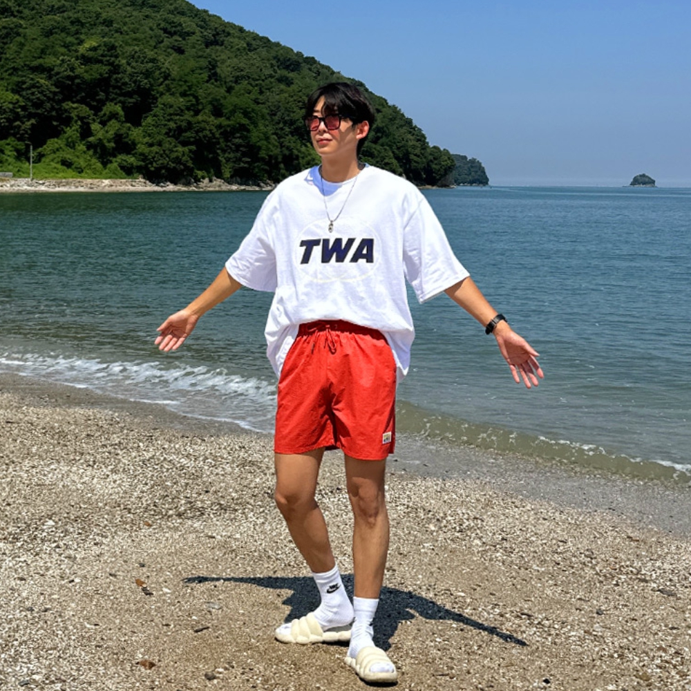 남자 노치 박스 오버핏 여름 캐주얼 프린팅 반팔티 - 상세 이미지 4