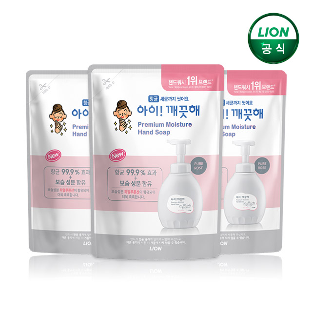 아이깨끗해 프리미엄 모이스처 퓨어로즈 400ml리필 x 3개 - 상품 이미지