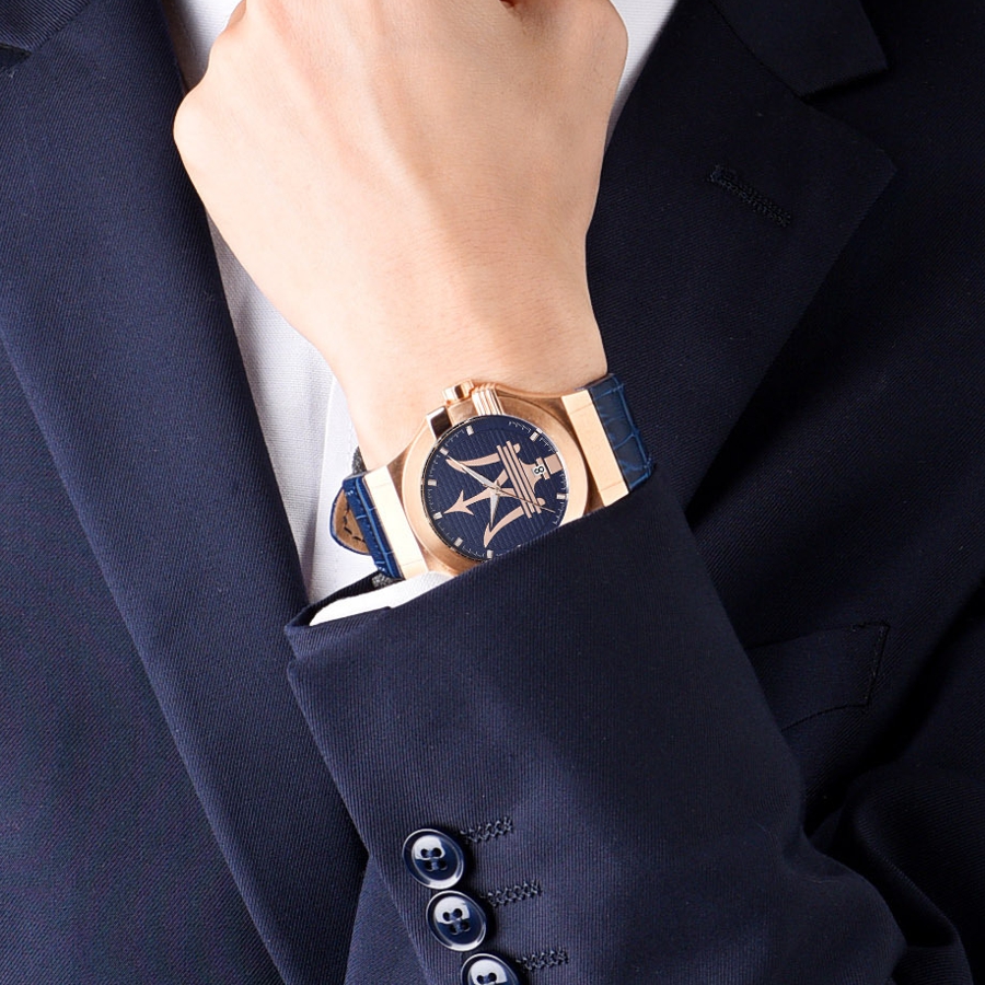 [Italian Design] 마세라티 남자 POTENZA 가죽 클래식 손목 패션 방수 쿼츠 야광시계 블루