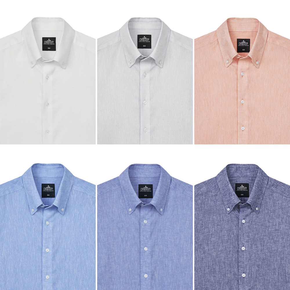 어반트 코튼린넨 링클프리 버튼다운카라 남자 긴팔셔츠 봄여름용