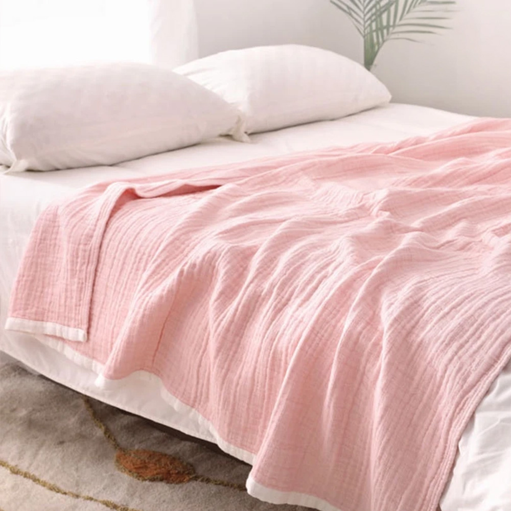 순면 여름 홑겹 거즈 이불 핑크 침구 세트 퀸