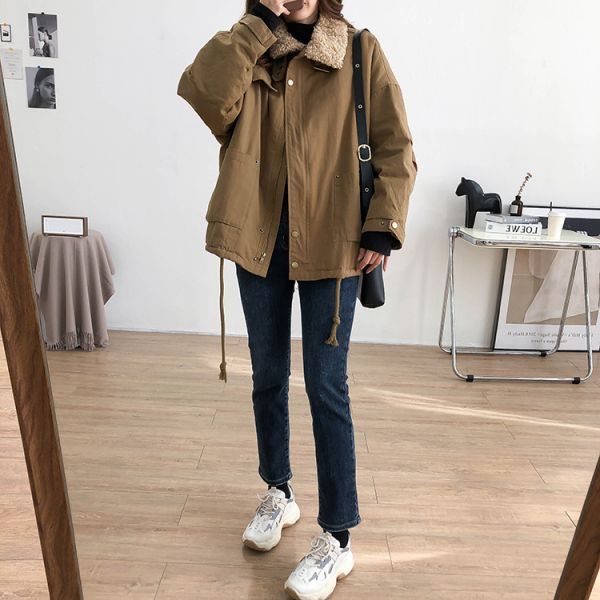 양털카라 토끼털안감 오버핏 사파리 야상 점퍼 - 상세 이미지 3