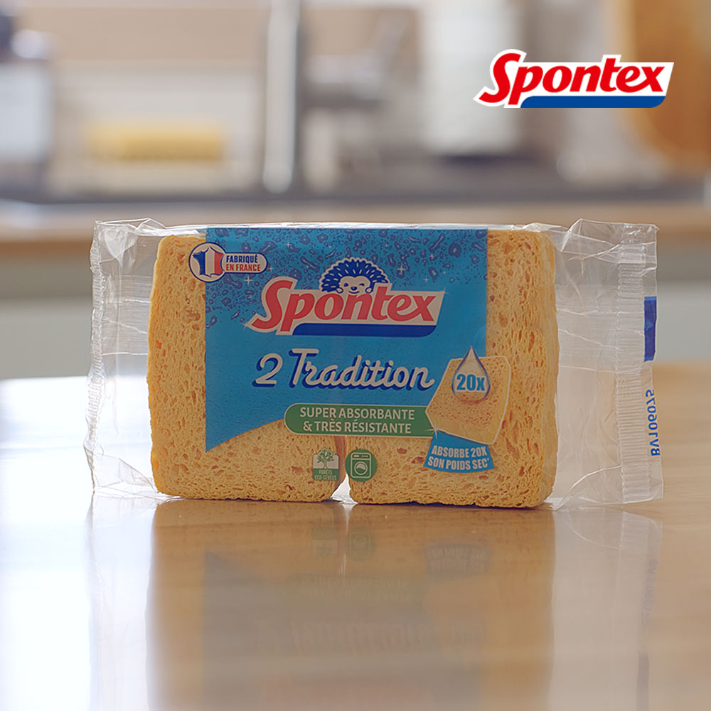 스폰텍스 드라이 셀룰로오스 스펀지 행주 수세미 1팩(2매입) 제품 이미지