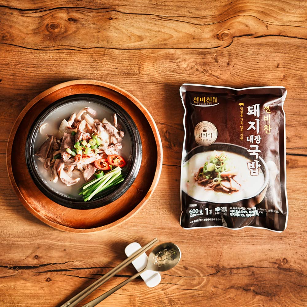 선비찬 돼지내장국밥 600g 1팩+1팩(총2팩) 국내산 내장 고기 오소리 염통 머리고기 별미 - 상세 이미지 5