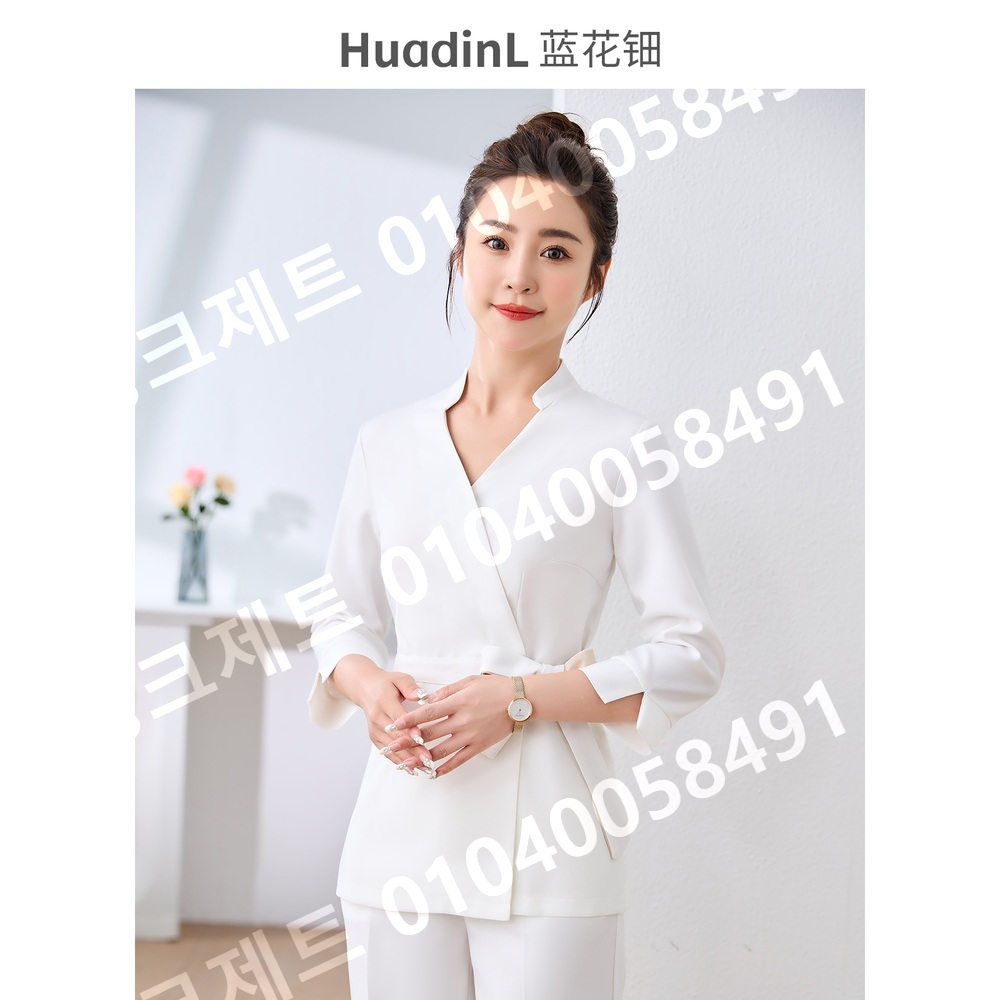 뷰티살롱 작업복 에스테틱 유니폼 슬림 핏 복장 비즈니스 - 상세 이미지 3