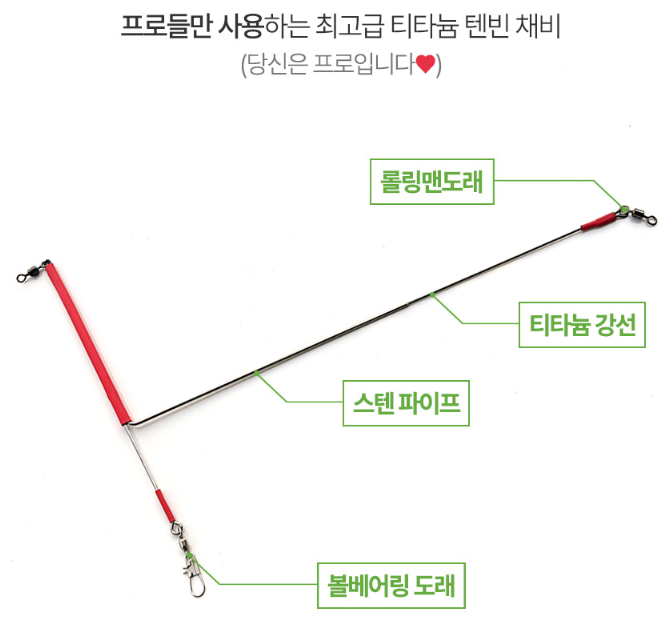 키우라 K-222 티타늄 갈치 텐빈 볼베어링 티탄 채비 갈치채비 편대 타입 V2 - 상세 이미지 2