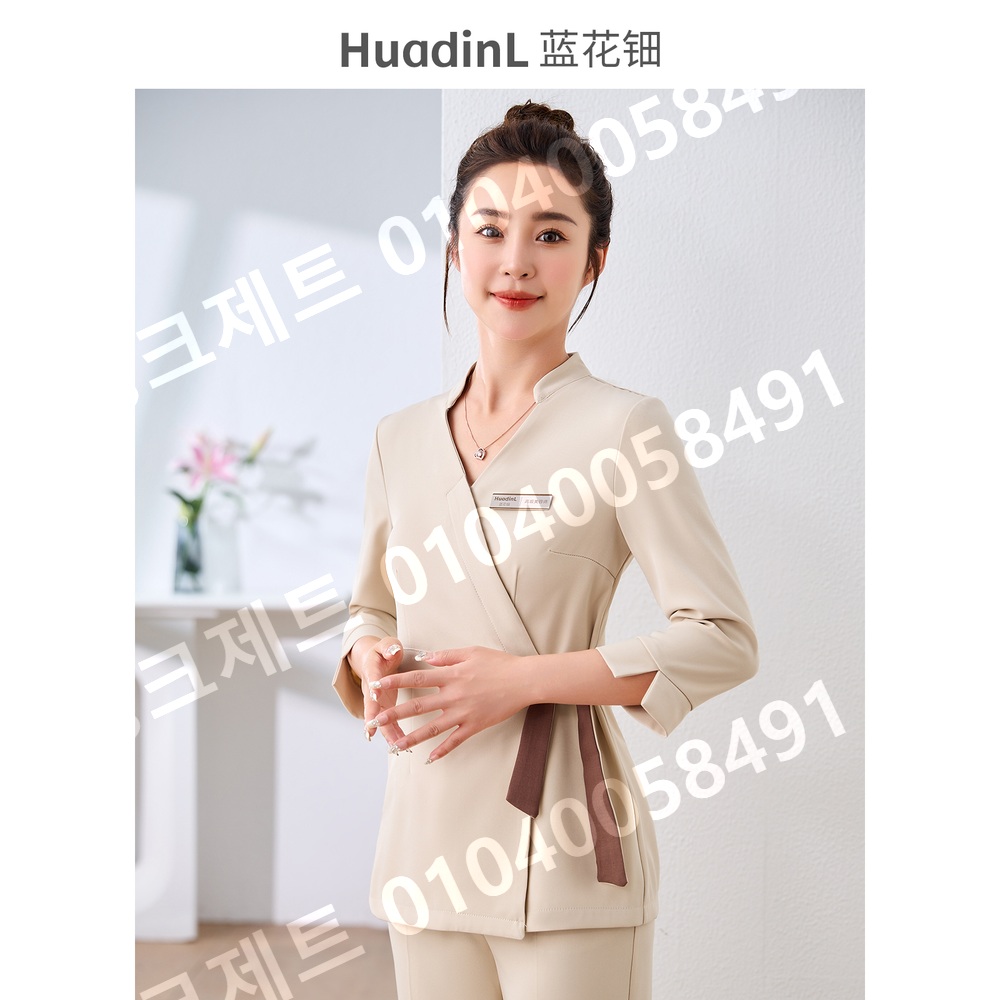 뷰티살롱 작업복 에스테틱 유니폼 슬림 핏 복장 비즈니스 - 상세 이미지 2