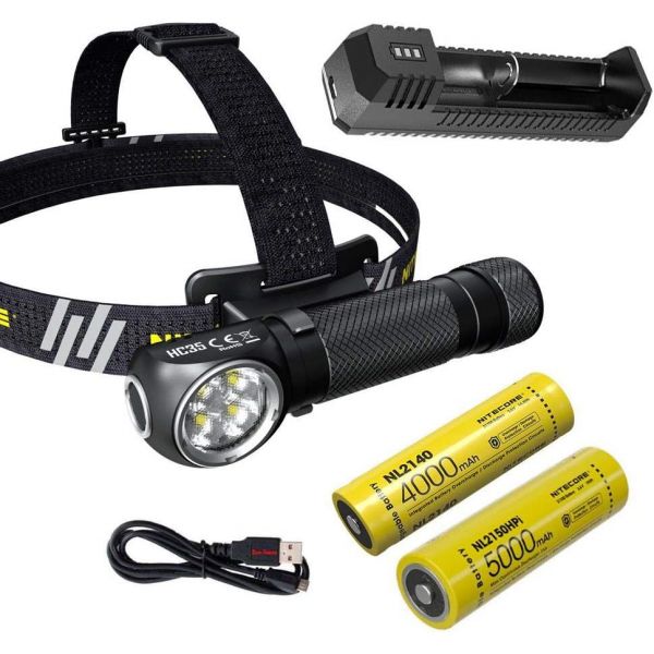 나이테코어콤보 HC35 충전식 LED 헤드램프 -2700Lmw/NL2150HPR NL2140 배터리 + 에코센서 USB 충전코드 UI1 충전기 : 퍼플허니타운