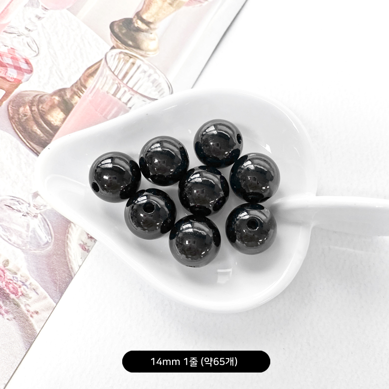 (대용량 1줄) ABS 블랙 구슬비즈 모조 진주구슬비즈 - 10mm, 12mm, 14mm - 상세 이미지 4