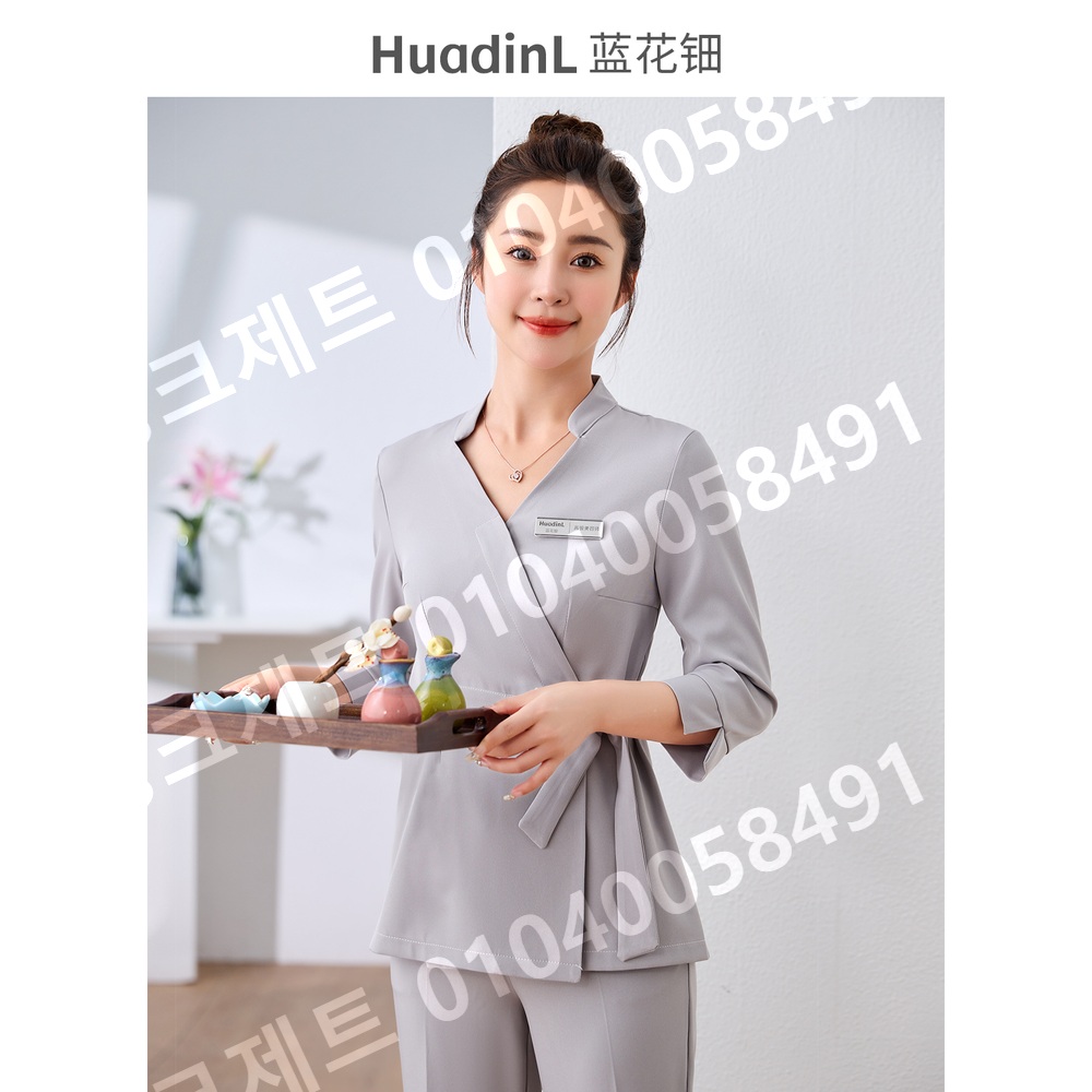 뷰티살롱 작업복 에스테틱 유니폼 슬림 핏 복장 비즈니스 - 상세 이미지 4