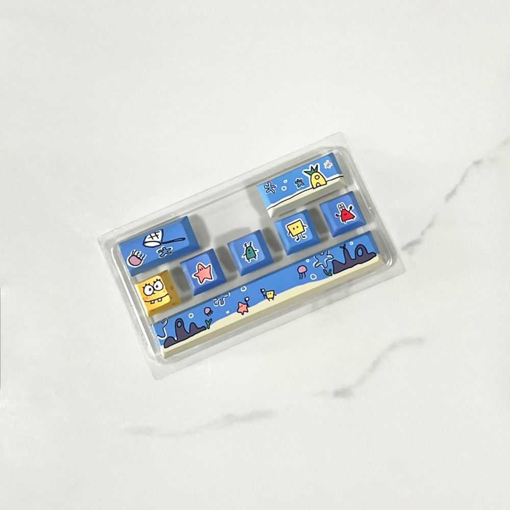 스펀지밥 포인트 키캡 스폰지밥 키보드 투명 캐릭터 귀여운 키캡 8key