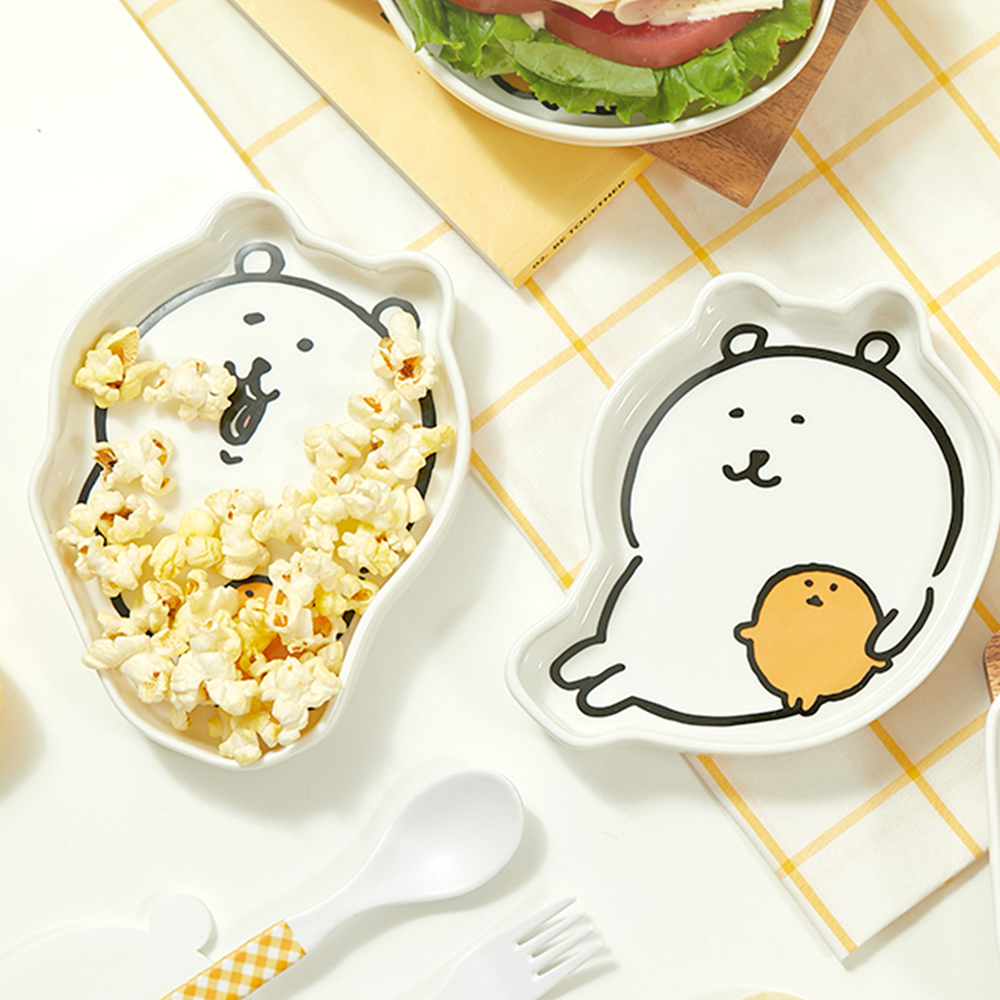 담곰이 스낵 플레이트 2P 세트 농담곰 고로케 그릇 식기 캐릭터 나가노 굿즈 - 상품 이미지