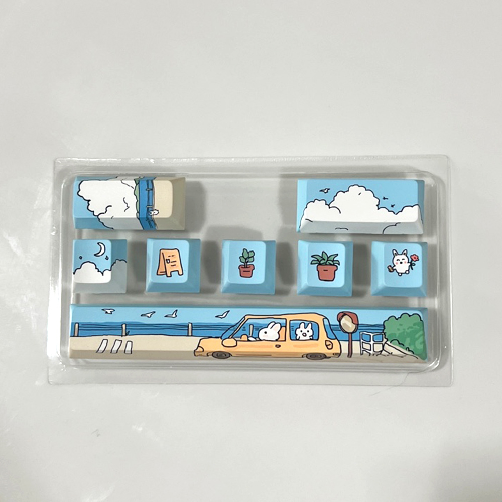 트레블 포인트 키캡 토끼 소풍 키보드 투명 캐릭터 귀여운 키캡 8key