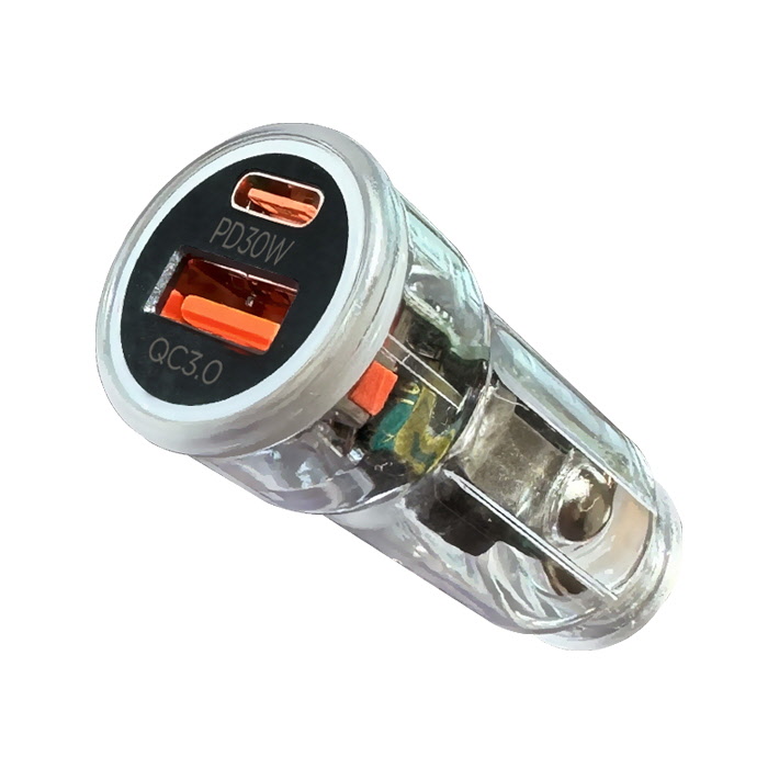더존 2포트 차량용 48W PD PPS+QC 3.0 초고속 충전기 시거잭 화이트투명 - 상세 이미지 2