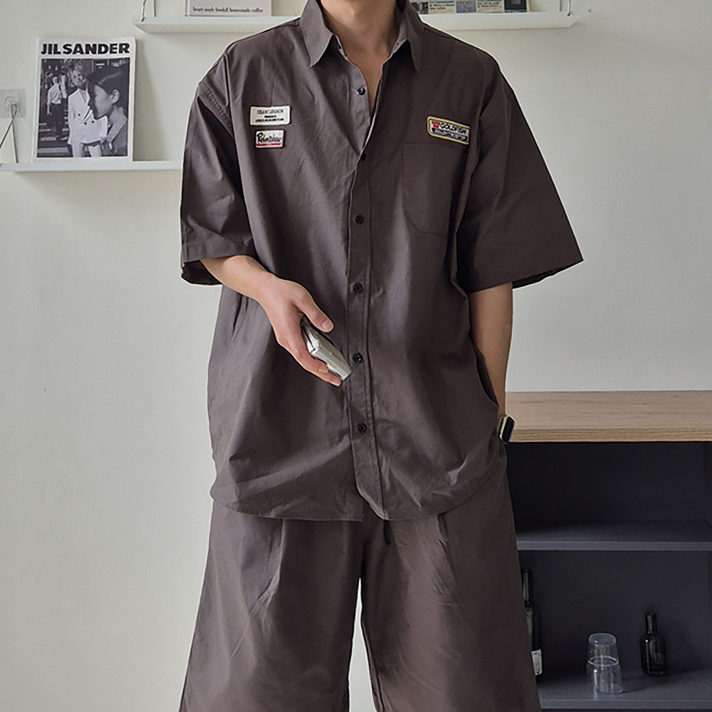 남자 린넨 셔츠 오버핏 미니멀 여름 남방 남자반팔셔츠