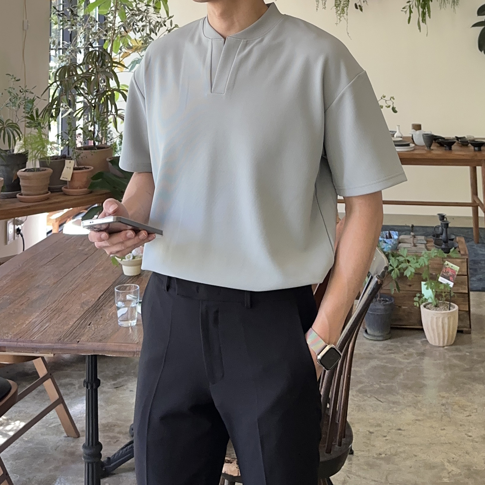 남자반팔티 빅사이즈 헨리넥 구김없는 남성오버핏반팔티