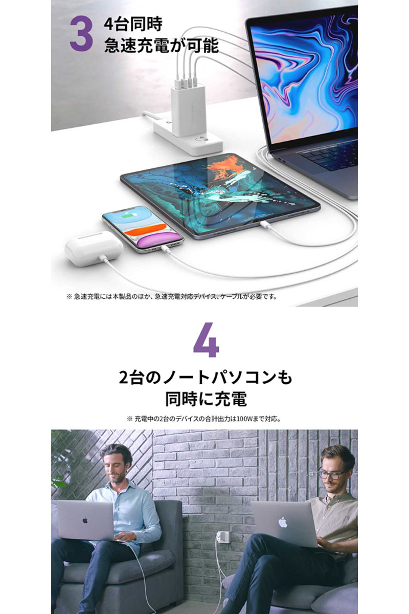 하이퍼주스 HyperJuice PD 100W 충전기 4포트 USB-C USB-A 고속 충전 - 상세 이미지 3