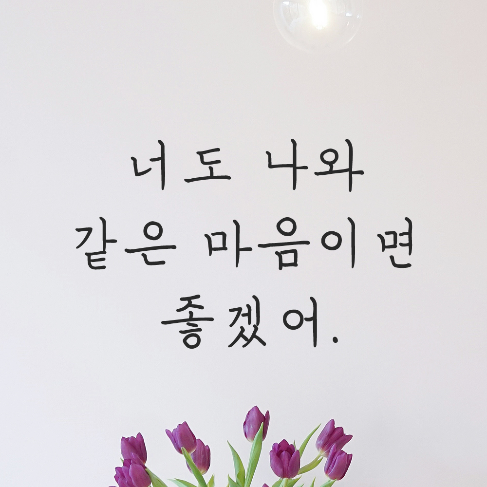 인테리어 감성 손글씨 레터링 스티커 너도 나와 같은 마음이면 좋겠어 LH-081S 검정 - 상품 이미지