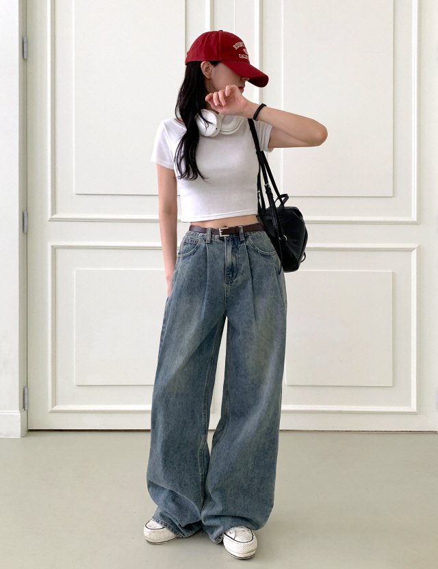 💗30%할인💗[히든밴딩!/3단기장] 레누스 하이웨스트 투 핀턱 청바지 코튼 와이드 빈티지 워싱 데님팬츠 상세 이미지 25