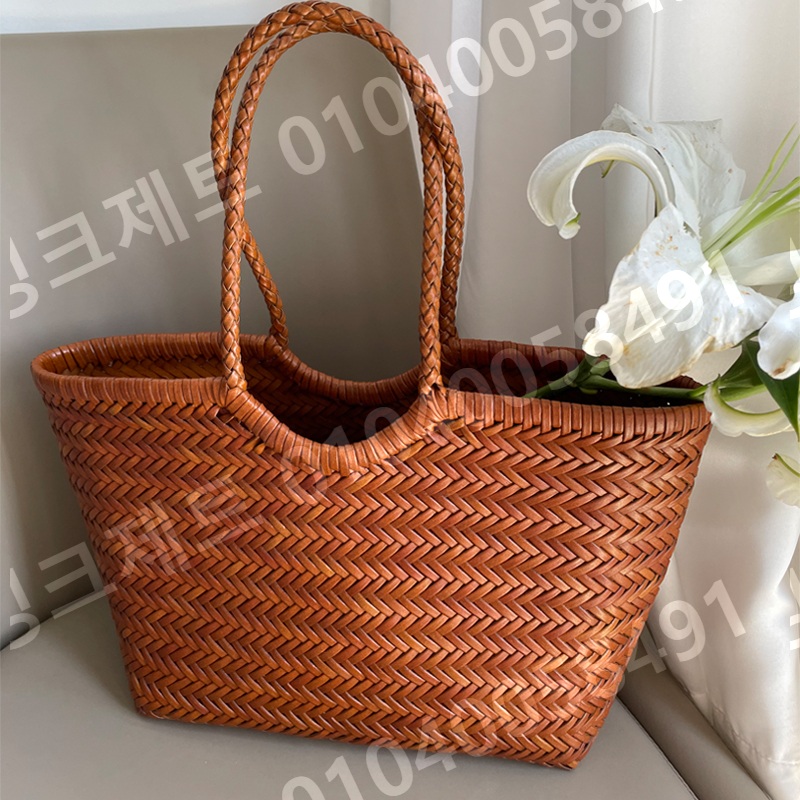 라탄 토트백 소가죽 라탄백 클래식 드래곤백 어깨 토트백 - 상품 이미지