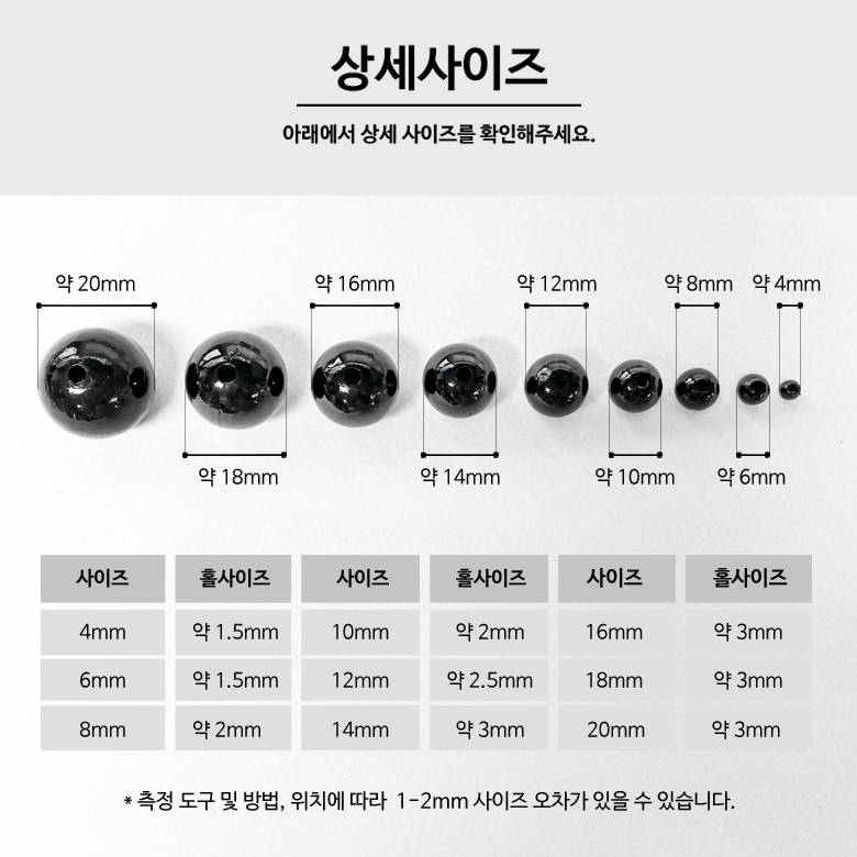 (대용량 1줄) ABS 블랙 구슬비즈 모조 진주구슬비즈 - 4mm, 6mm, 8mm 이미지 6