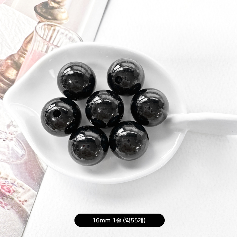 (대용량 1줄) ABS 블랙 구슬비즈 모조 진주구슬비즈 - 16mm, 18mm, 20mm - 상세 이미지 2