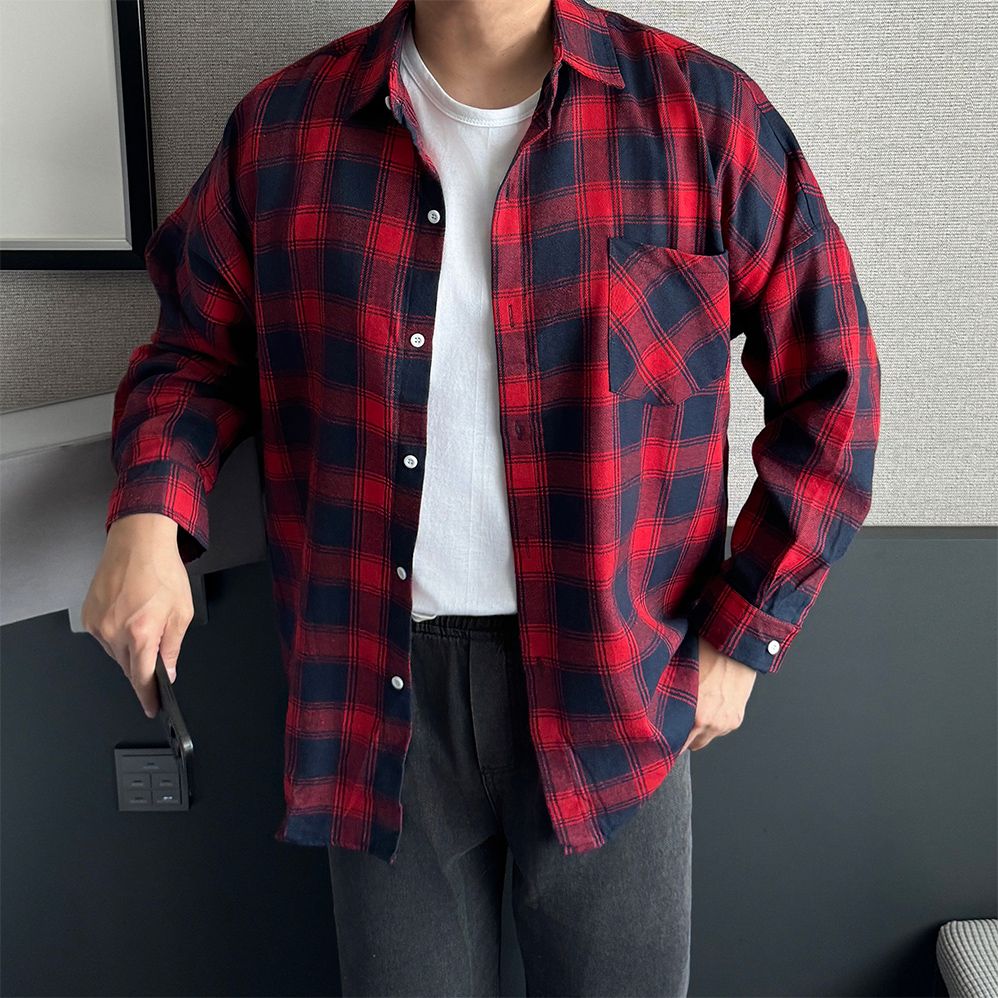 남자체크남방 구김없는셔츠 - 상세 이미지 2
