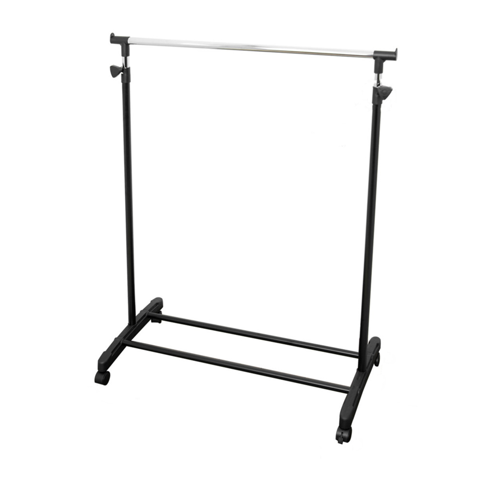 조립식 철제 스탠드 옷걸이 이동식 파이프 행거 바퀴달린 원룸 자취방 옷걸이대 1단