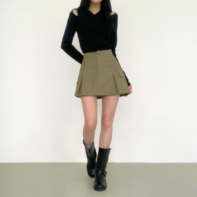 💗20%할인💗[기장선택/속바지O] 니엘로니 카고 포켓 코튼 A라인 치마 봄 하이웨스트 플리츠 미니 스커트(스쿨룩/프레피룩/새학기) 상세 이미지 23