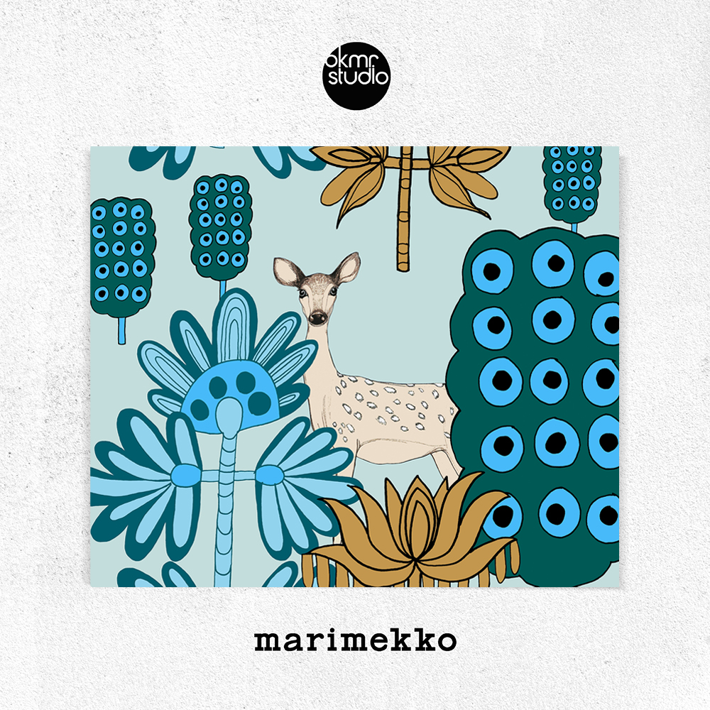 마리메꼬 민트사슴 캔버스 패브릭 대형 그림 거실 액자
