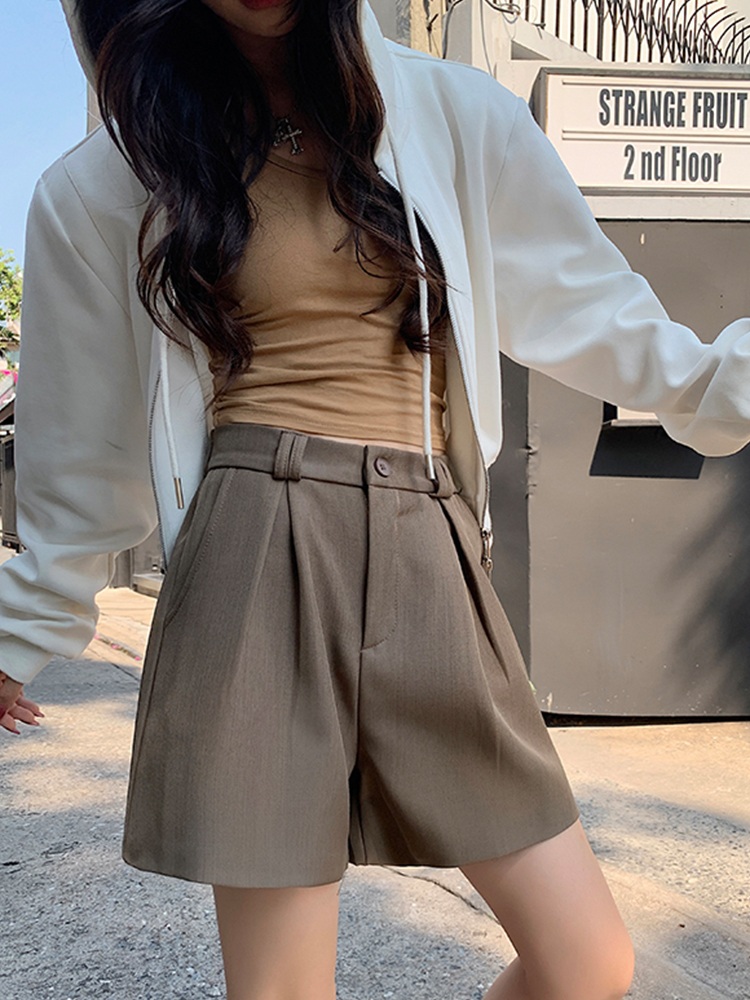 하이웨스트 핀턱 반바지 비즈니스 캐주얼 정장 슬랙스 드라마 오피스룩 패션 코디 4컬러 - 상세 이미지 3