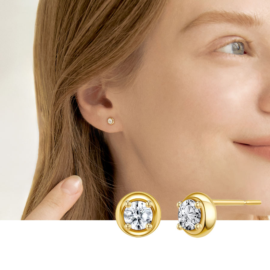 14k 루체 베젤 귀걸이