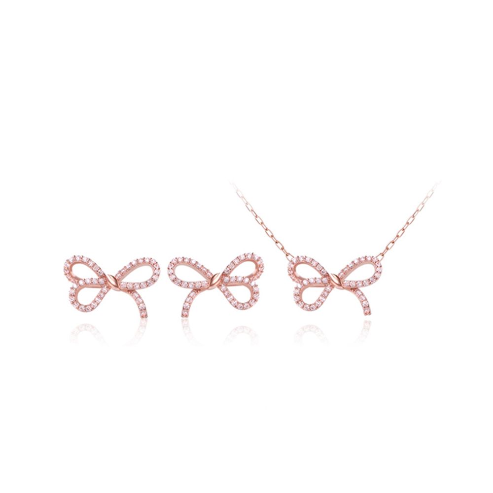 14k G.F 르비앙 리본 귀걸이/목걸이 SET SET0203 - 상품 이미지