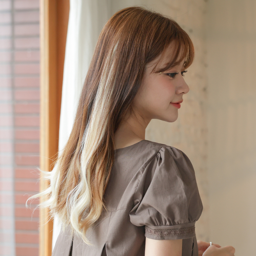 부분 똑딱이 가발 블론드 컬러 브릿지 헤어피스 - 상세 이미지 5