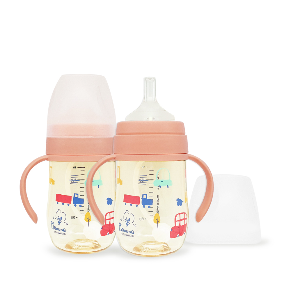 리틀밥독 NEW PPSU 뛰뛰빵빵 추빨대컵 180ml 코랄핑크 - 상품 이미지