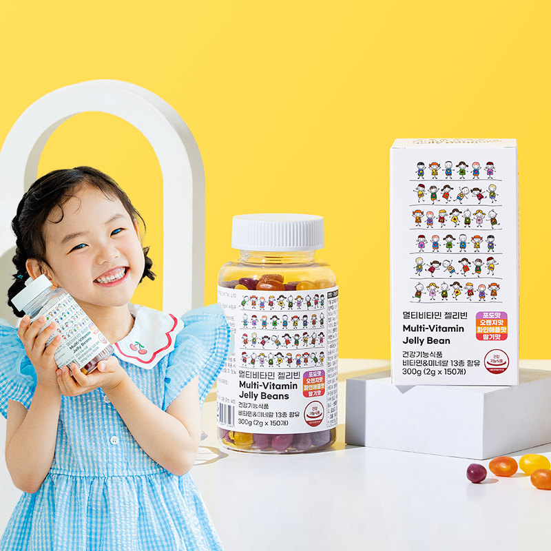 멀티비타민 젤리빈 과일맛 츄어블 어린이 종합영양제 150구미, 1개