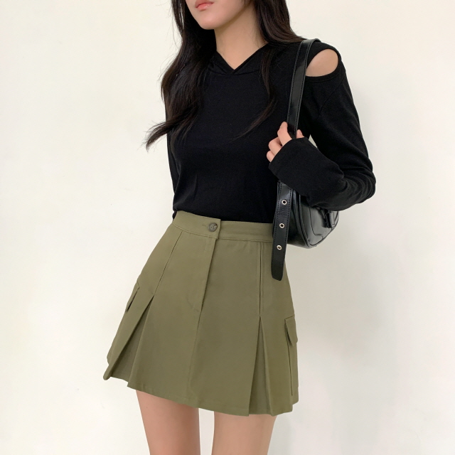 💗20%할인💗[기장선택/속바지O] 니엘로니 카고 포켓 코튼 A라인 치마 봄 하이웨스트 플리츠 미니 스커트(스쿨룩/프레피룩/새학기) 상세 이미지 32