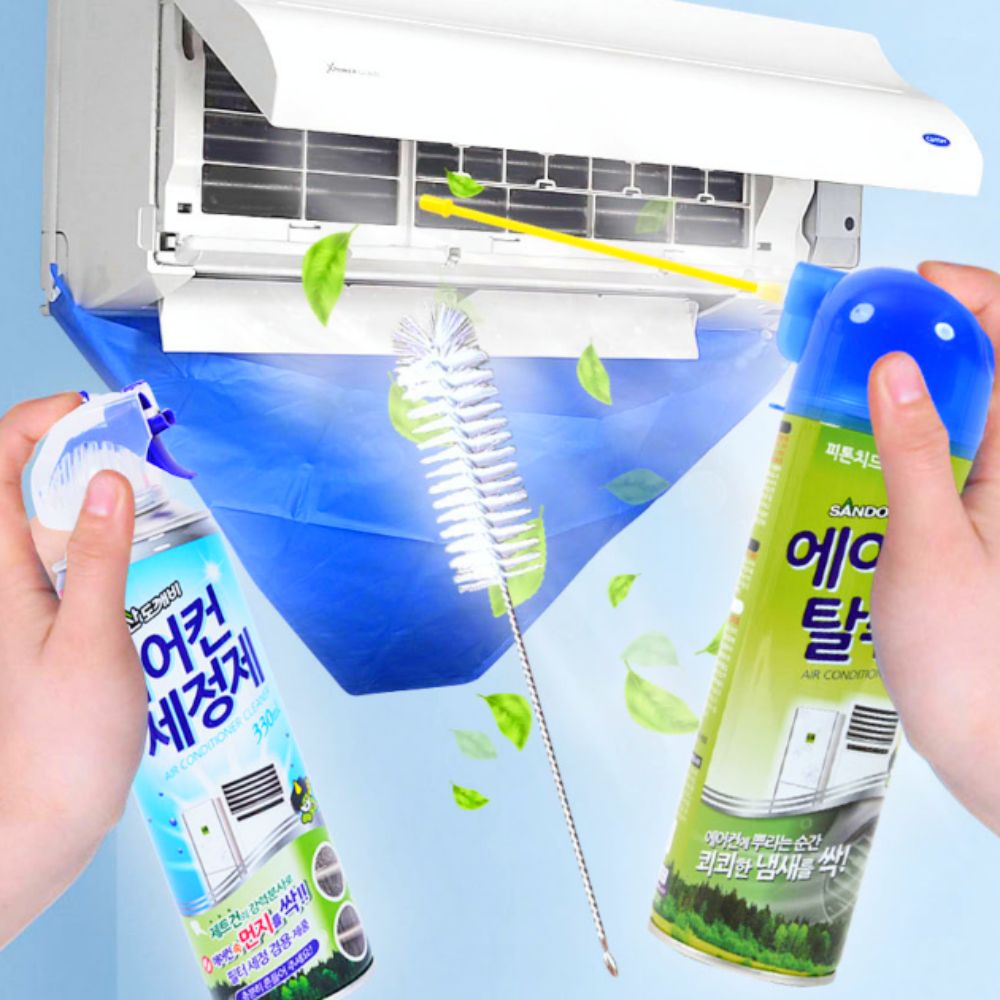 벽걸이에어컨용 셀프청소 브러쉬세정세트 살균곰팡이제거 가정업소용 에어컨세정세트 02 - 메인 이미지