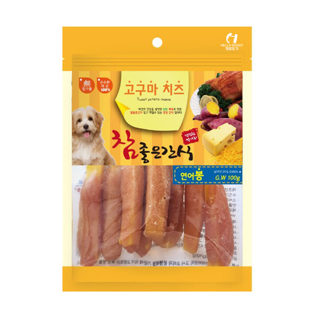 헬로도기 고구마치즈 강아지고구마 말랭이 건조 간식 연어, 100g, 1개