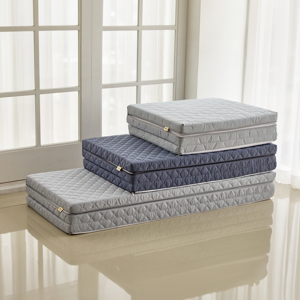 수면공학소 허리에좋은 단단한 3단 매트리스 바닥 수면매트 접이식 토퍼 차콜 9T MS