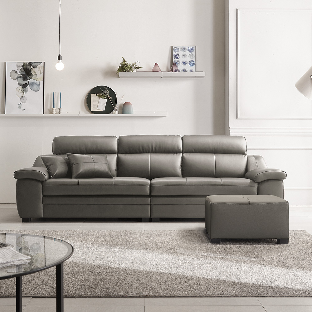 동서가구 엘리나 천연면피가죽 4인 소파+스툴 DFS909042