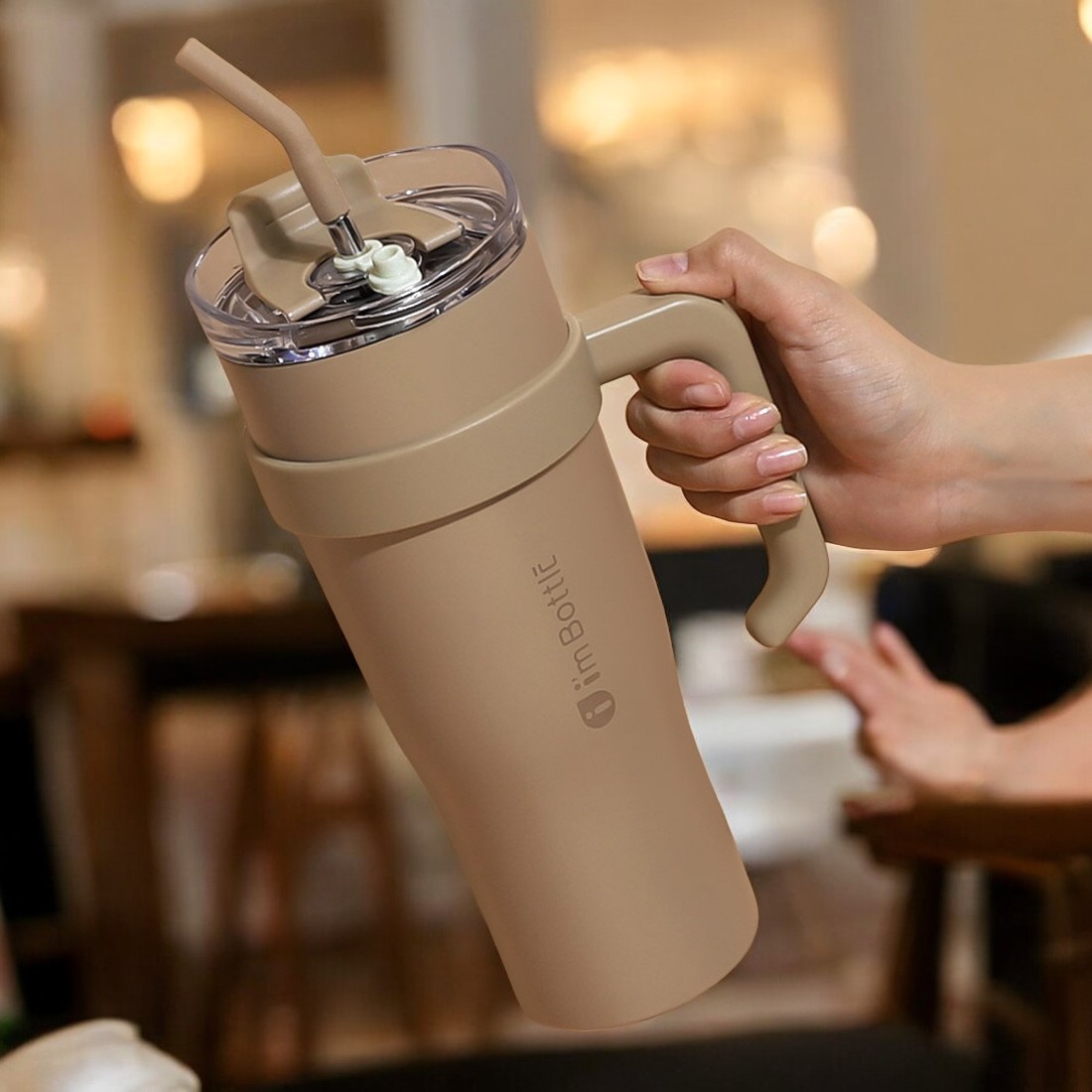 1리터텀블러 입구넓은 대용량 손잡이 보온 보냉 빨대 텀블러 1200ml - 상세 이미지 2