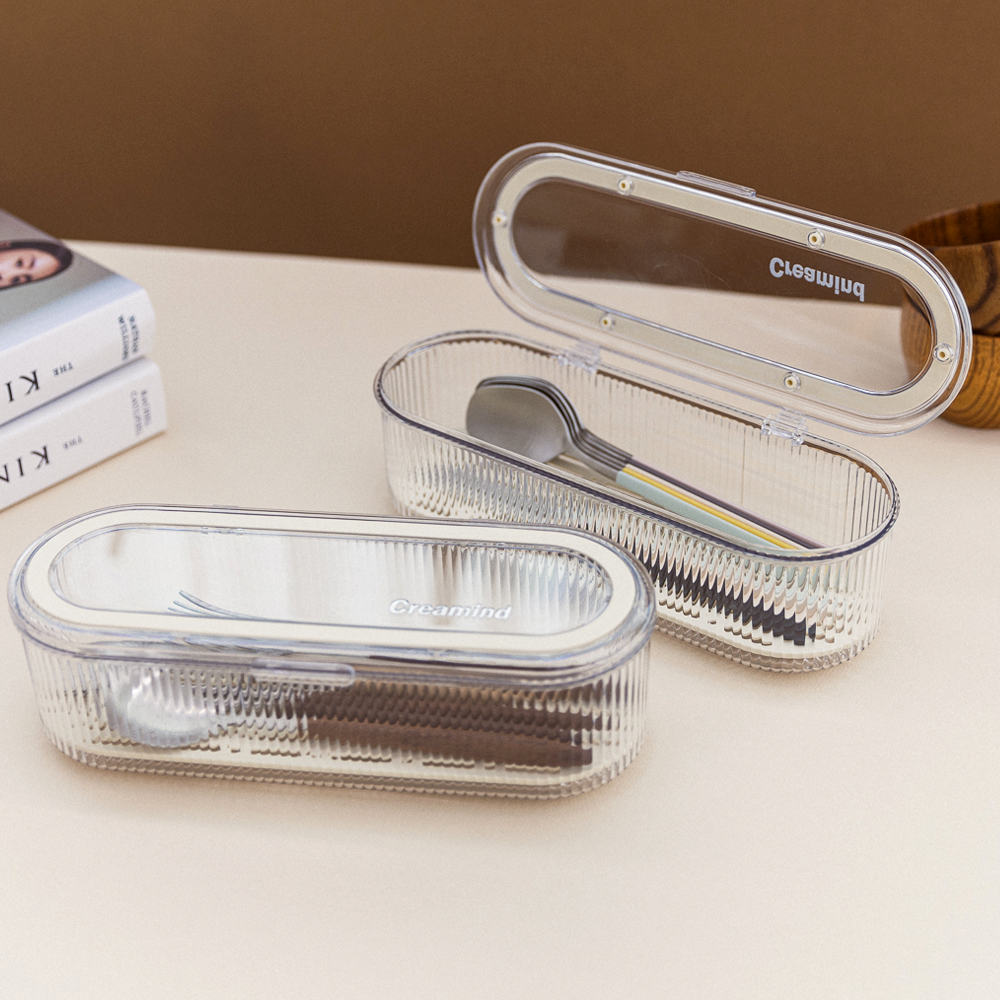 플리츠 대용량 물빠짐 수저통 뚜껑 수저보관함