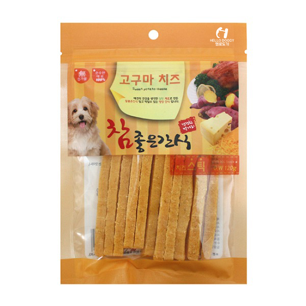 헬로도기 고구마치즈 강아지고구마 말랭이 건조 간식 치즈스틱, 100g, 1개 - 상품 이미지